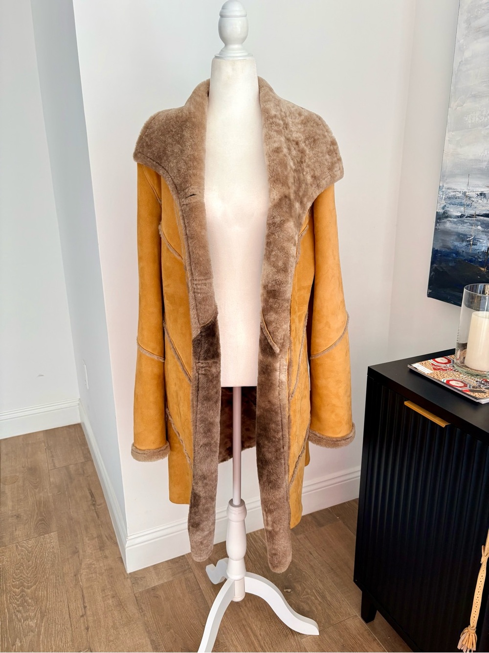 Feraud Paris Tan Suede Shearling Coat